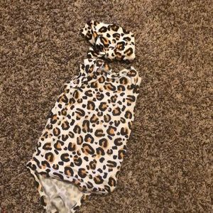 Spearmint love leopard tank top onesie and bow